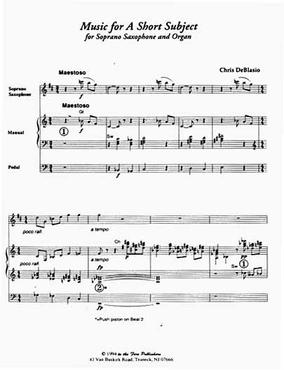 Music for a Short Subject page one